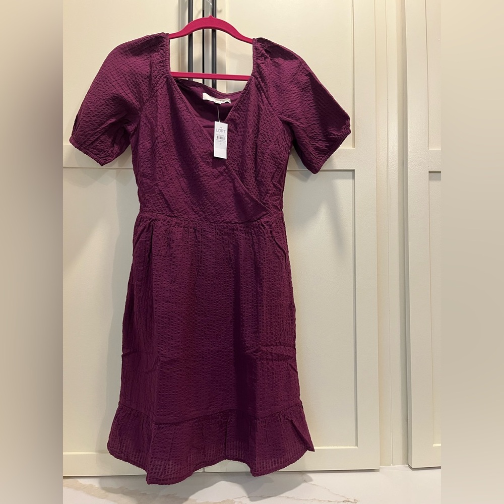 LOFT Rich Plum Textured Dress